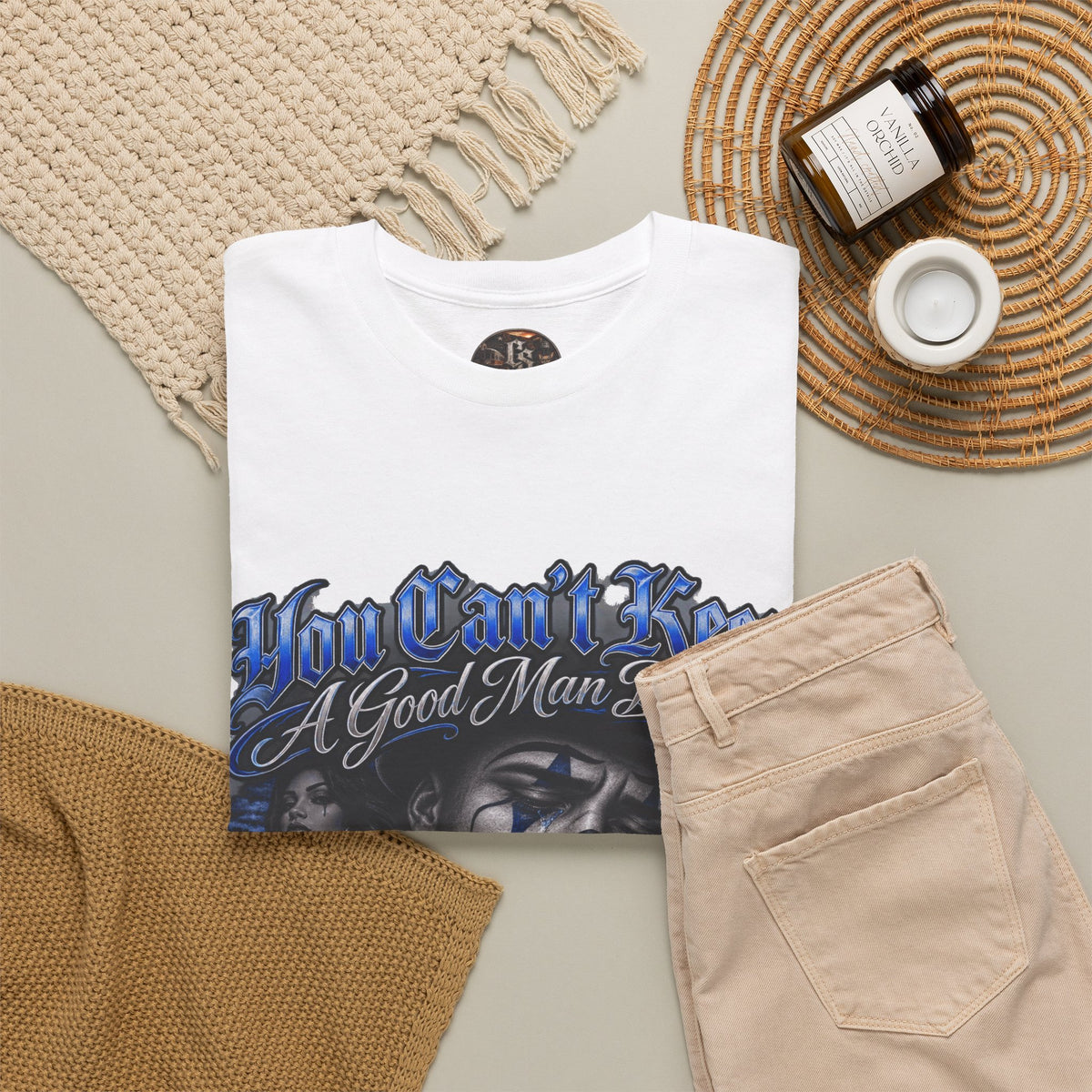 Blue You Cant Keep A Good Man Down Graphic Tee