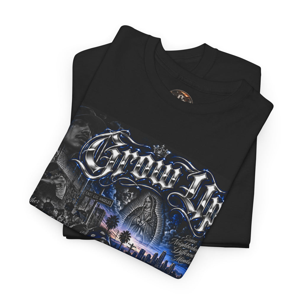 (Blue) Grow Up Chicano Streetwear Graphic T-Shirt