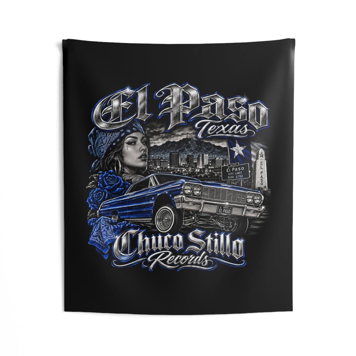 El Paso Texas BLUE Wall Tapestry