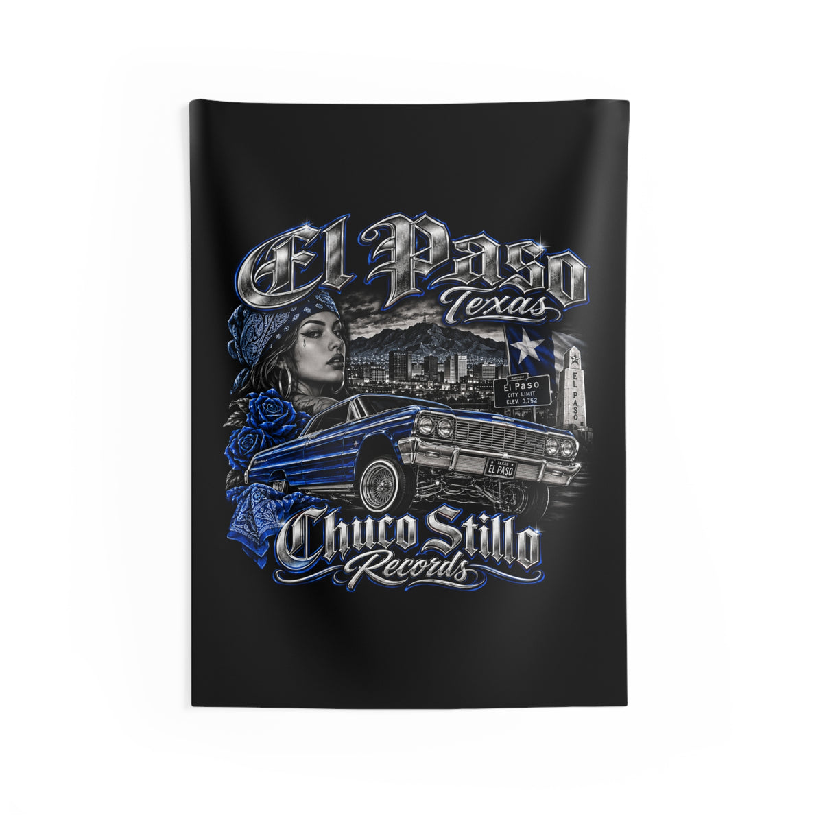 El Paso Texas BLUE Wall Tapestry