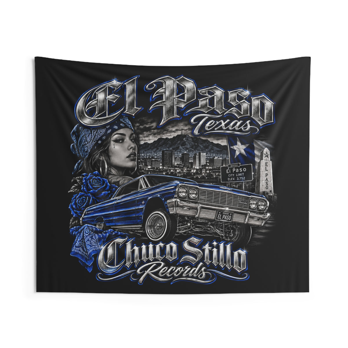 El Paso Texas BLUE Wall Tapestry