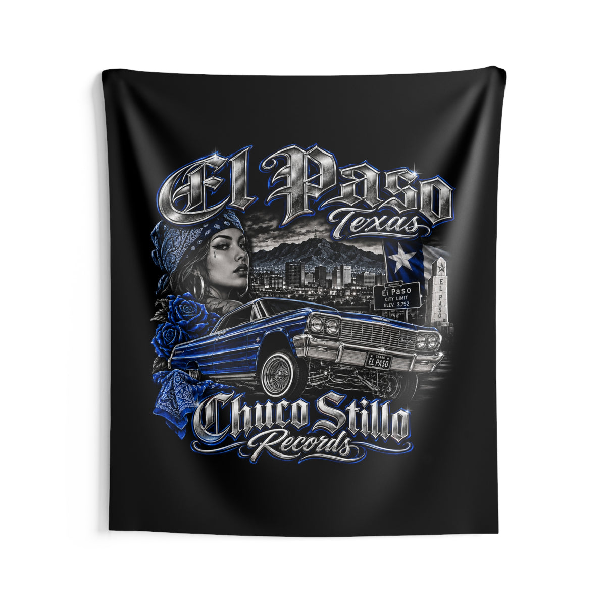El Paso Texas BLUE Wall Tapestry