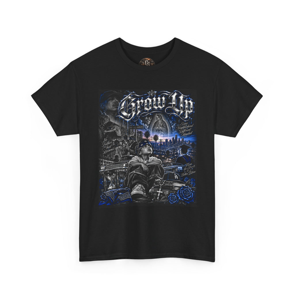 (Blue) Grow Up Chicano Streetwear Graphic T-Shirt