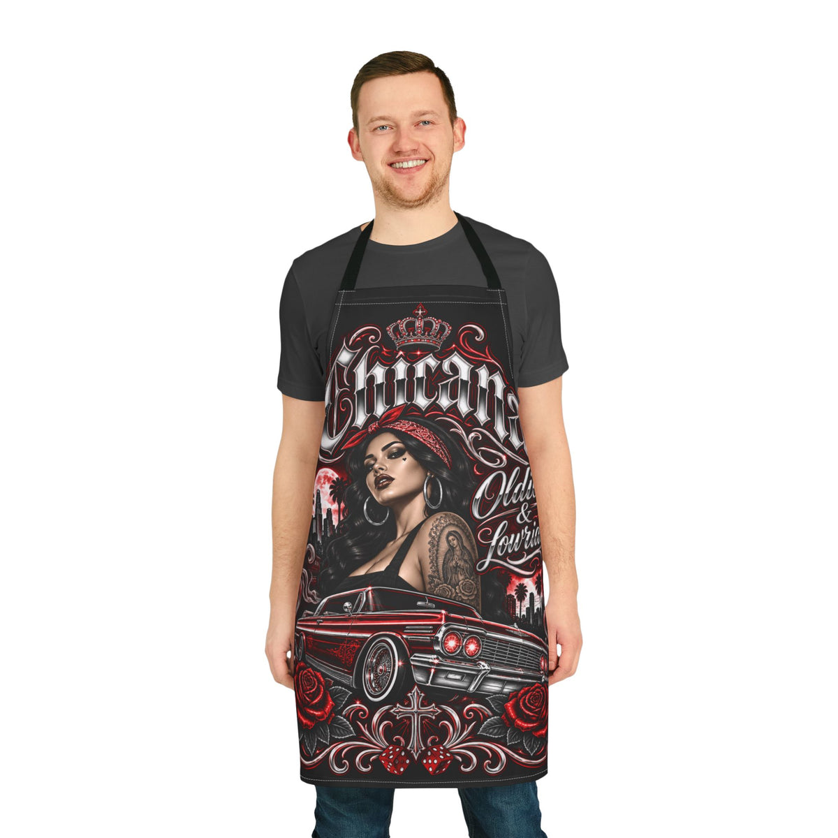 Lowrider Chicano Oldies & Lowriders Apron RED
