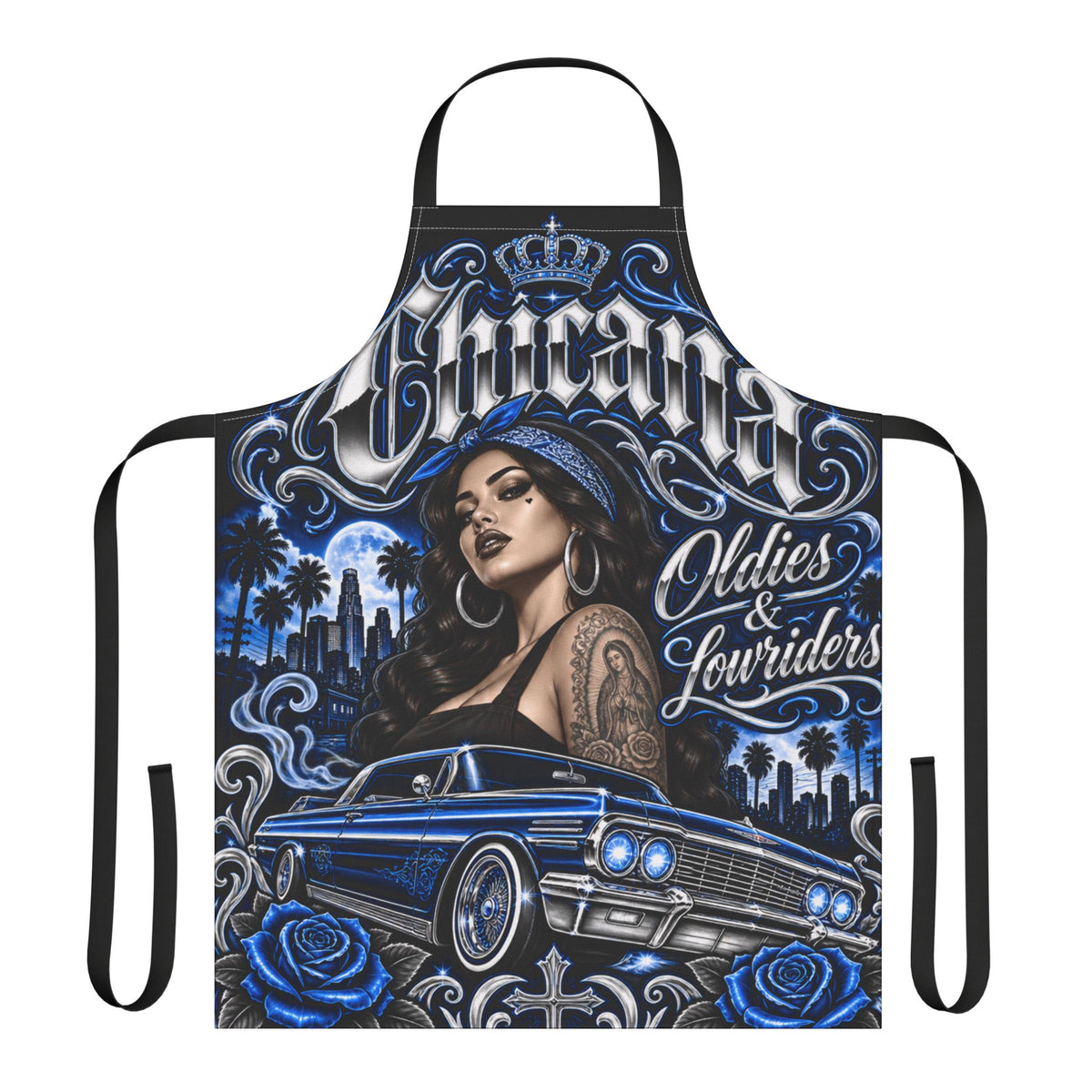 Lowrider Chicano Oldies & Lowriders Apron BLUE