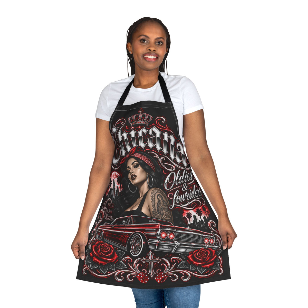 Lowrider Chicano Oldies & Lowriders Apron RED