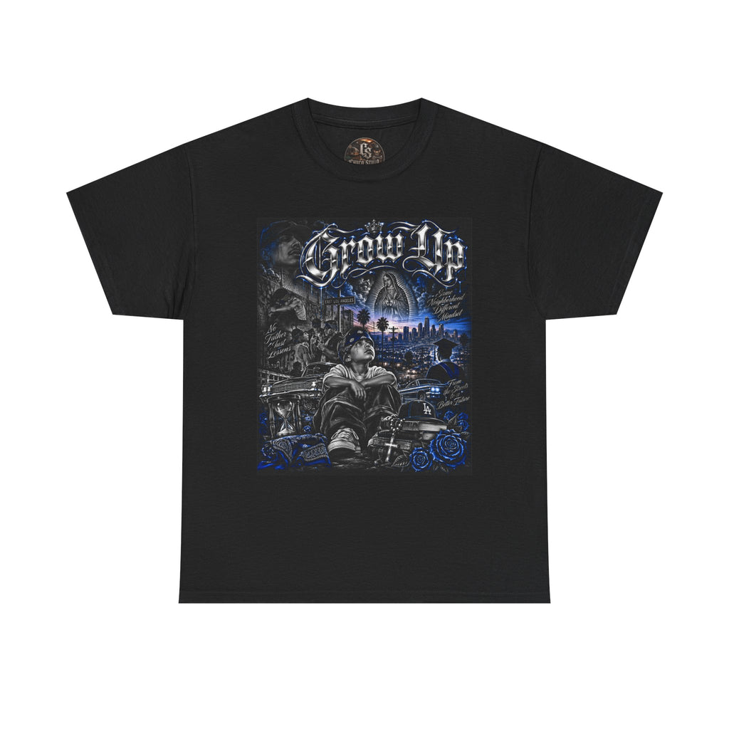 (Blue) Grow Up Chicano Streetwear Graphic T-Shirt