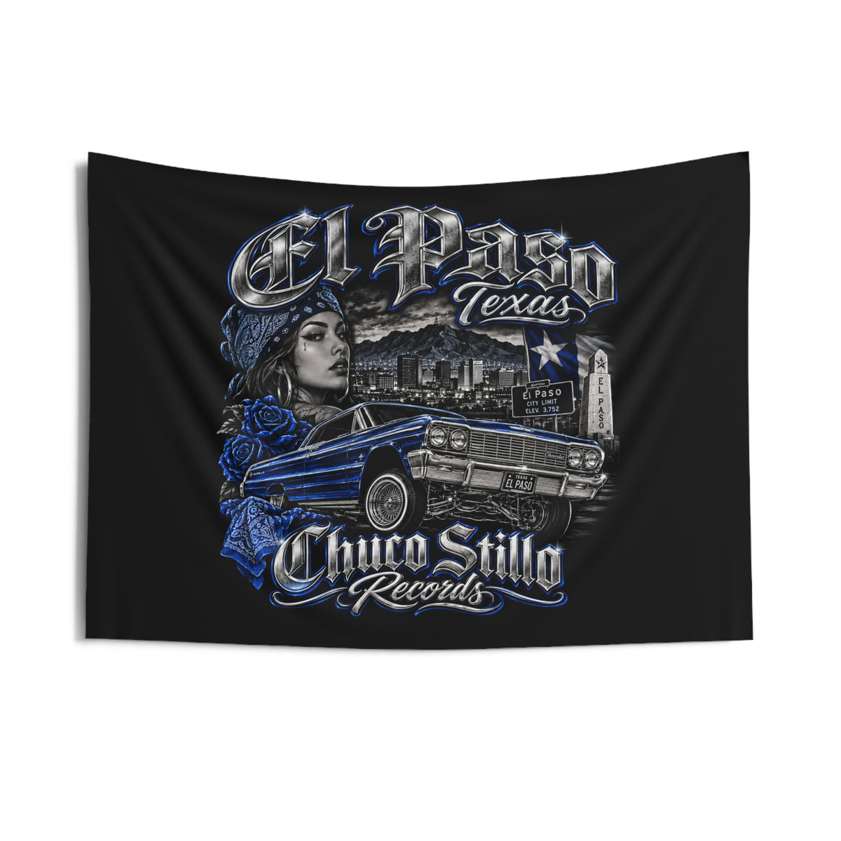 El Paso Texas BLUE Wall Tapestry