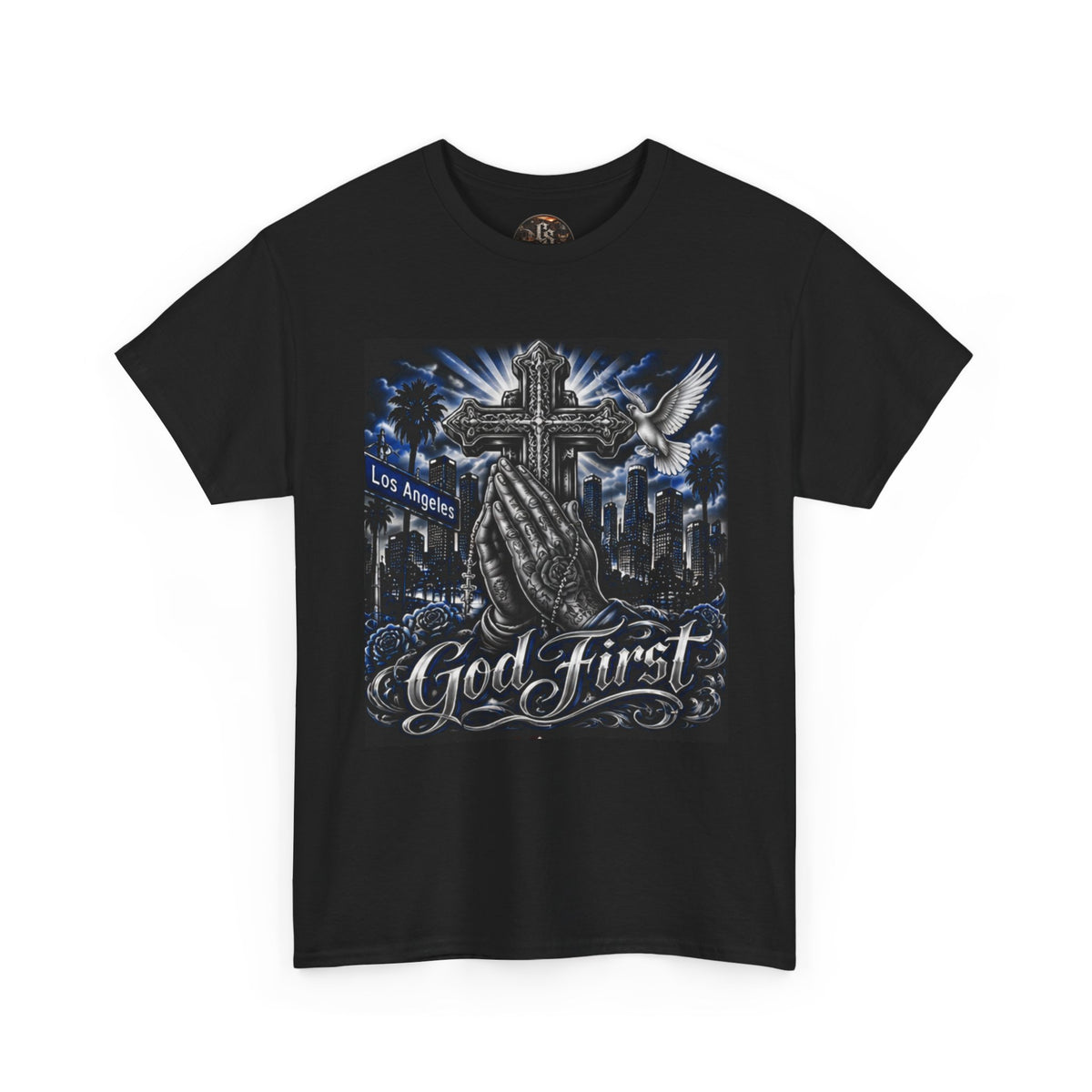 Blue God First Christian Faith Graphic T-Shirt