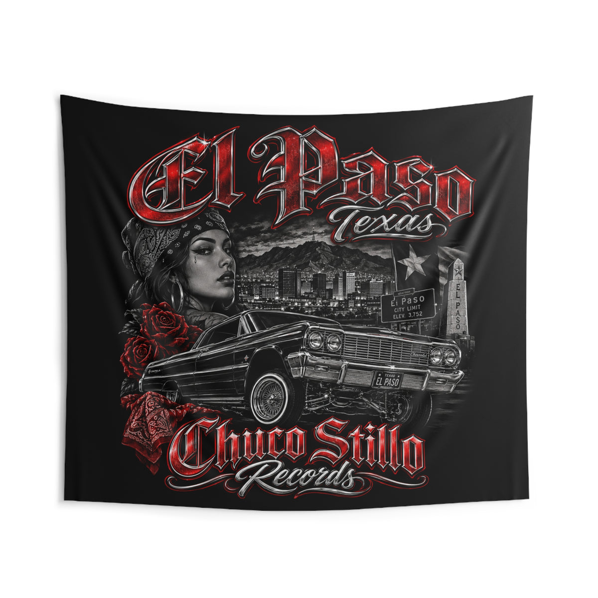 El Paso Texas RED Wall Tapestry