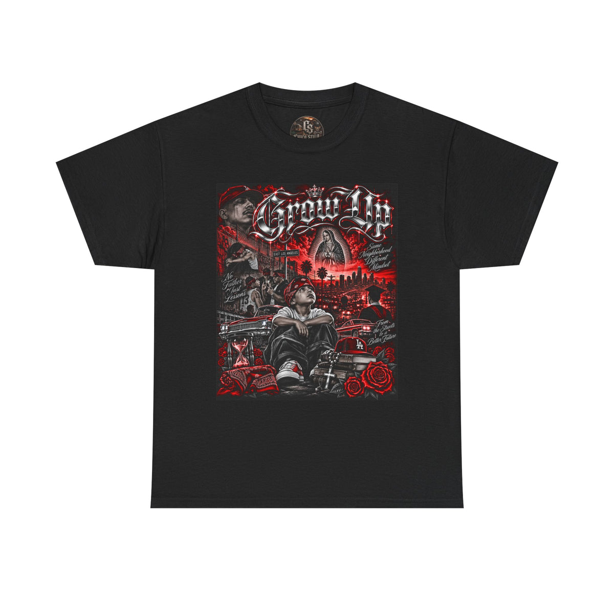 (Red) Grow Up Chicano Streetwear Graphic T-Shirt