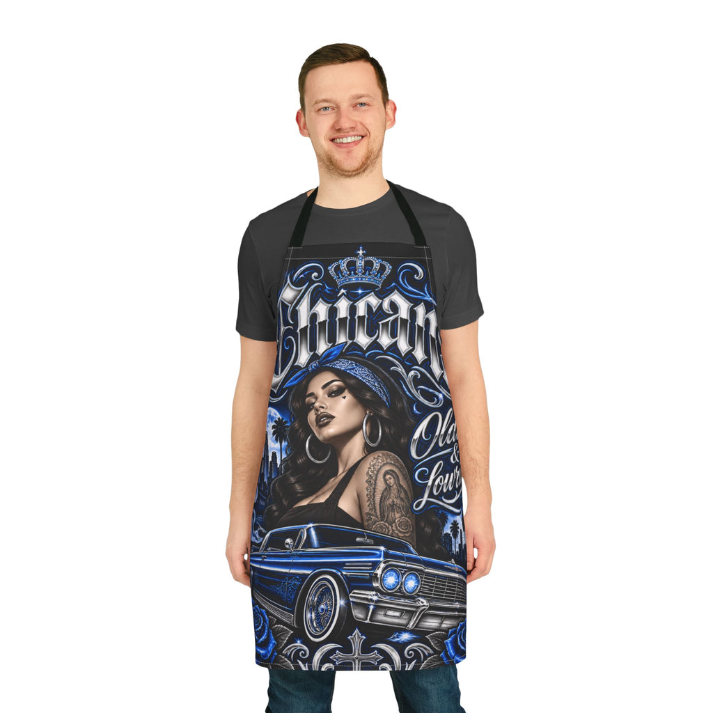 Lowrider Chicano Oldies & Lowriders Apron BLUE