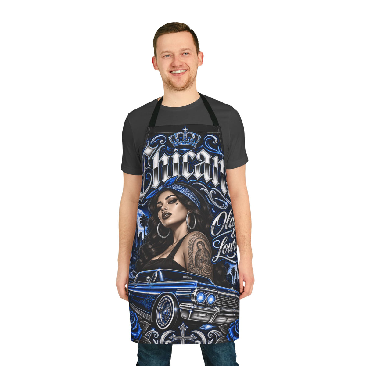 Lowrider Chicano Oldies & Lowriders Apron BLUE