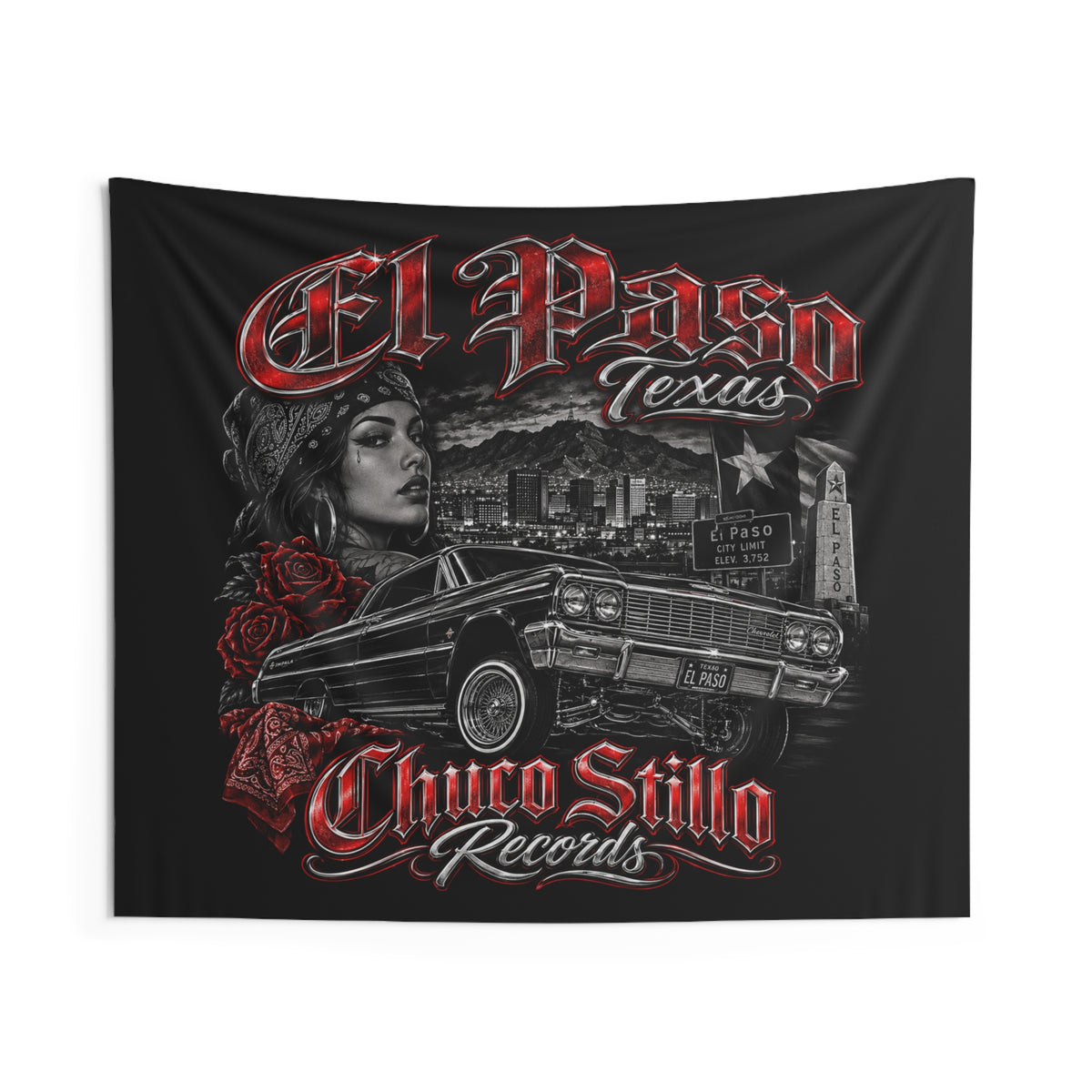 El Paso Texas RED Wall Tapestry