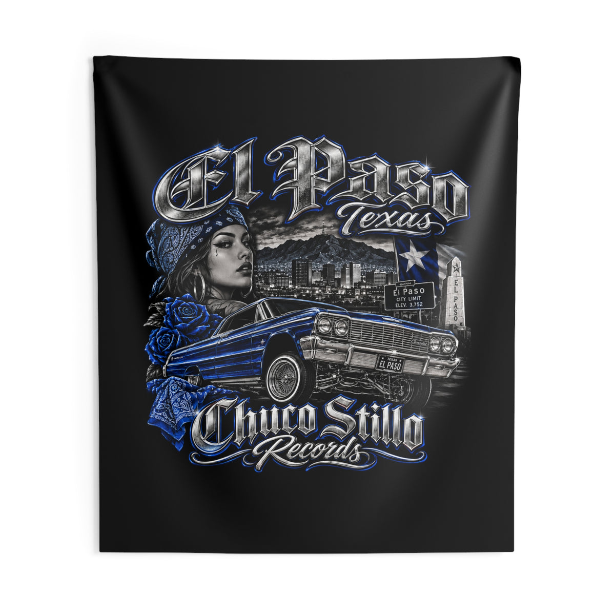 El Paso Texas BLUE Wall Tapestry