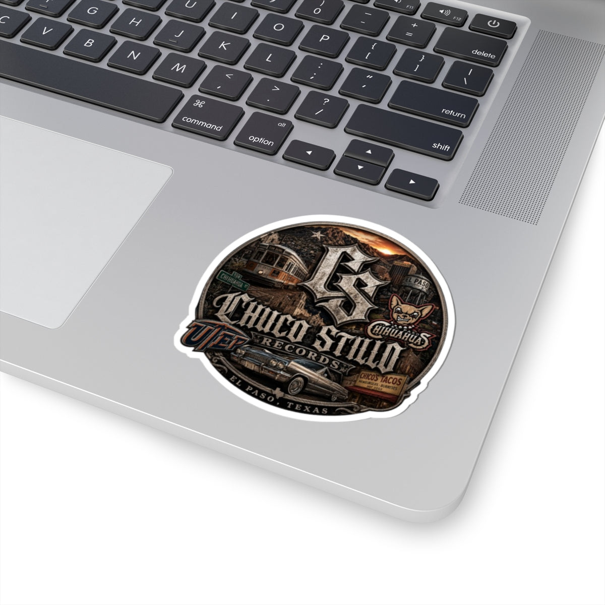 Chuco Stillo Records Sticker — El Paso Vintage Car & Chihuahua Logo