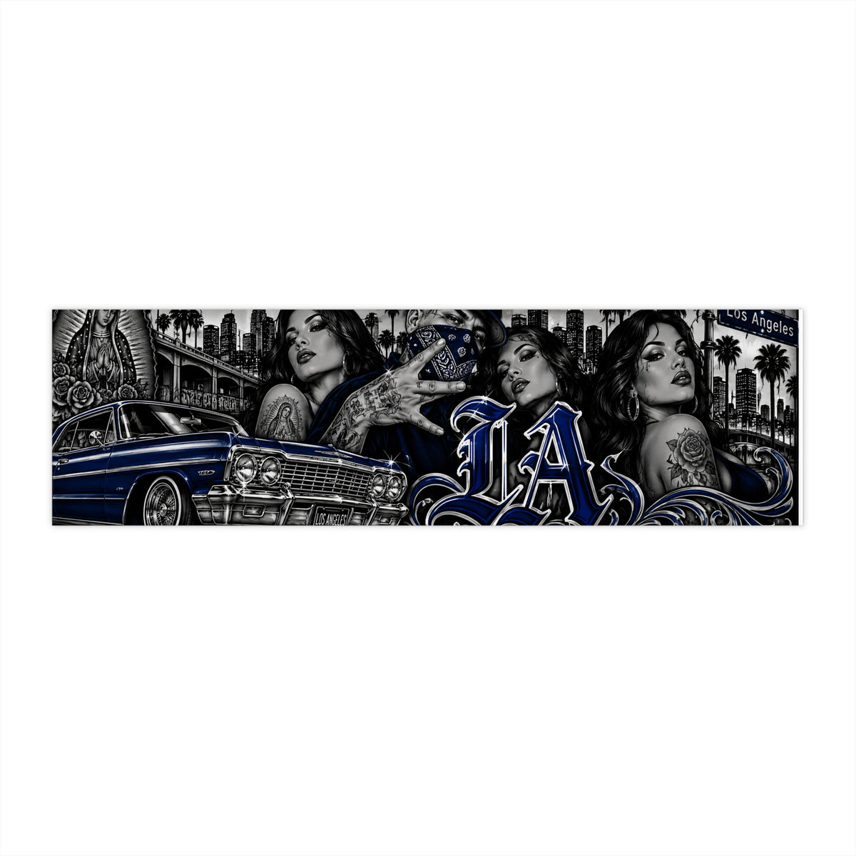 Blue Los Angeles Lowrider Bumper Sticker