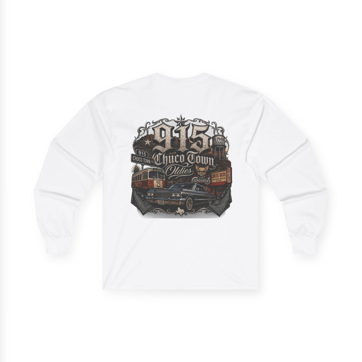 Chuco Stillo 915 Long Sleeve Tee — Vintage Lowrider Street Art Shirt