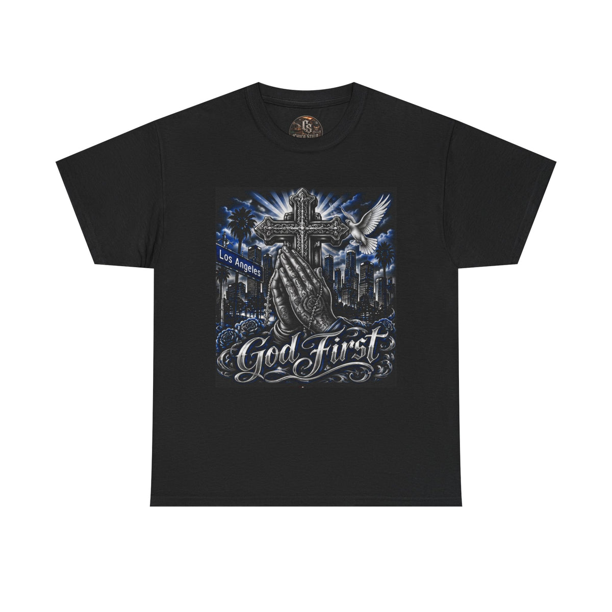 Blue God First Christian Faith Graphic T-Shirt