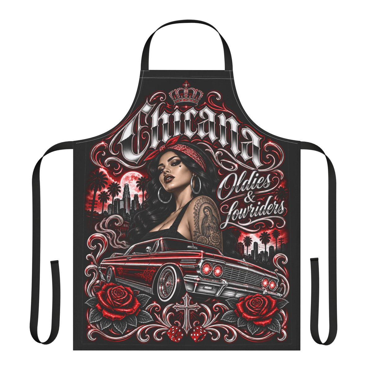 Lowrider Chicano Oldies & Lowriders Apron RED