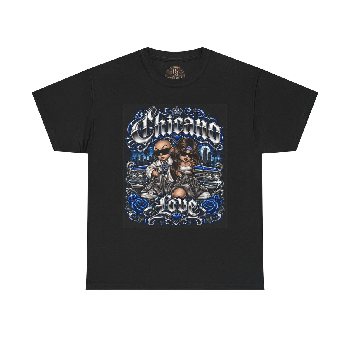 (Blue) Chicano Love Art Graphic Tee