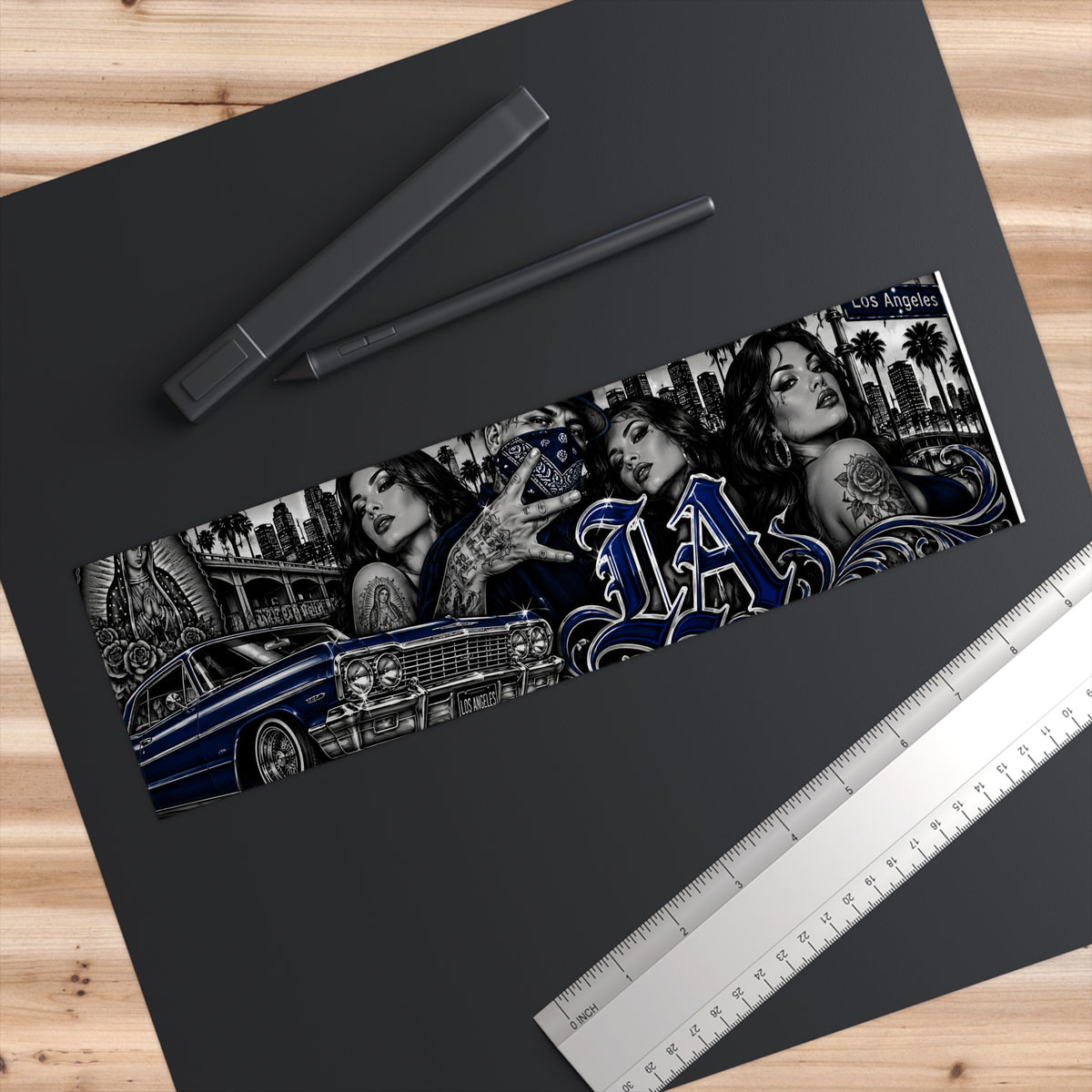 Blue Los Angeles Lowrider Bumper Sticker