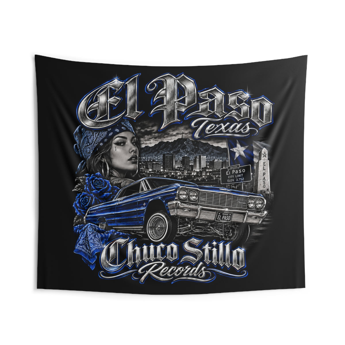 El Paso Texas BLUE Wall Tapestry