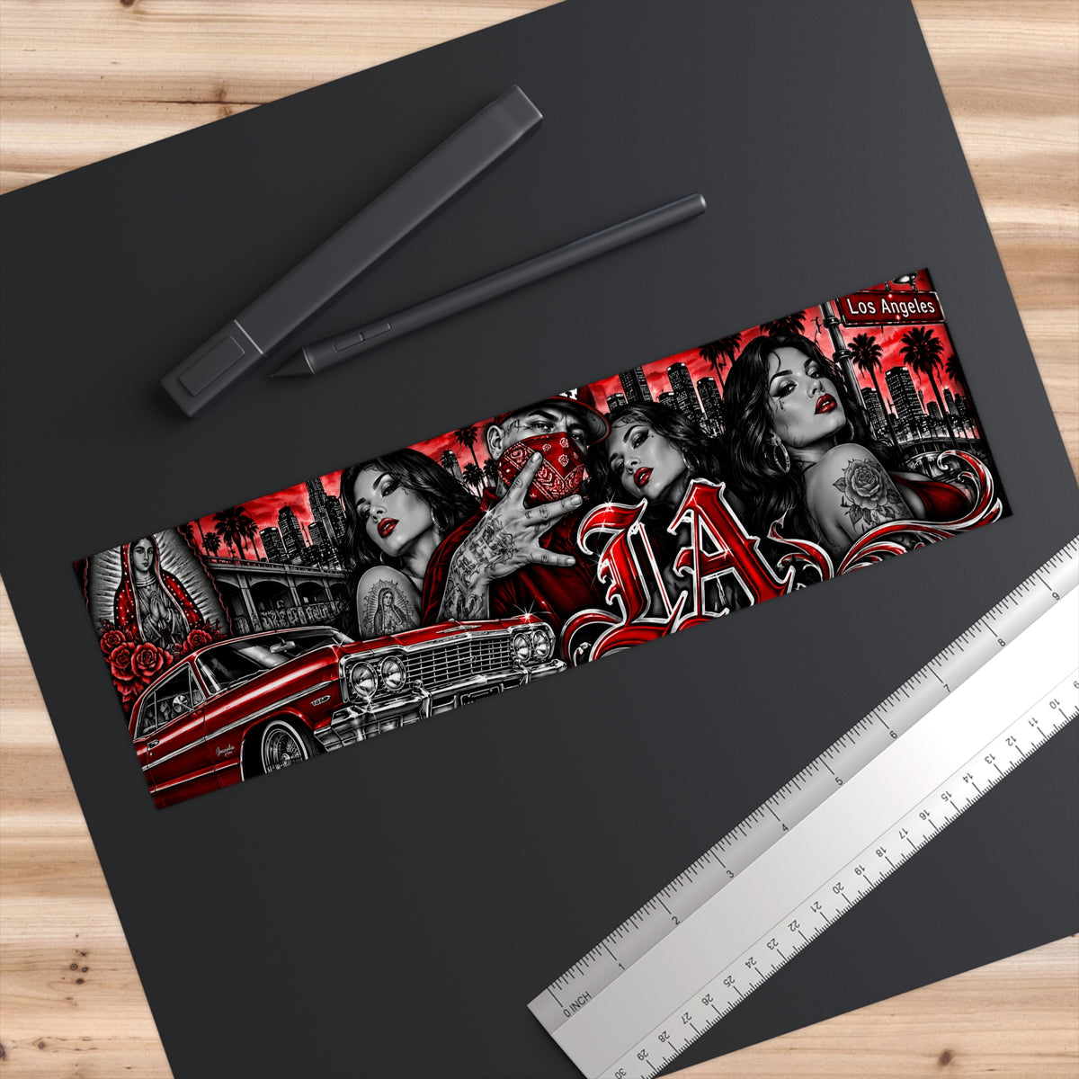Red Los Angeles Lowrider Bumper Sticker