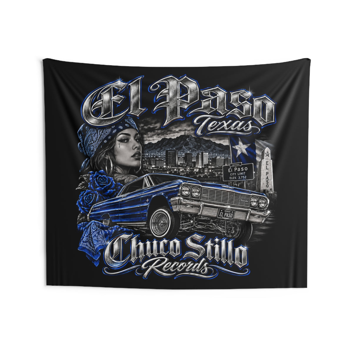 El Paso Texas BLUE Wall Tapestry